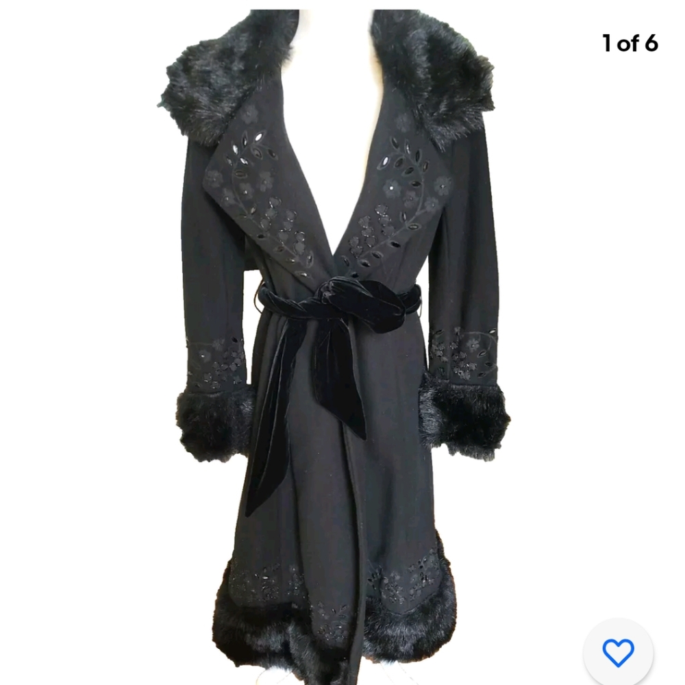 Tracy Reese Long Black Beaded Coat Anthropologie